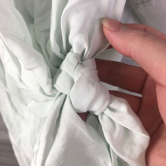 GREY JASON WU Short Dress In Light Green Size 4 $490 Deep Neckline Twill Draped - Picture 6 of 11